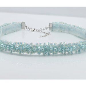 Fancy Bridal Lace Choker Baby Blue Chokers Adjustable Blue Necklace
